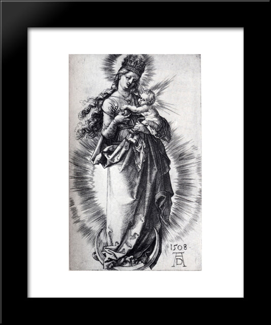The Virgin On The Crescent With A Crown Of Stars (First State) 20x24 Black Modern Wood Framed Art Print Poster by Durer, Albrecht