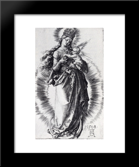 The Virgin On The Crescent With A Crown Of Stars (Second State) 20x24 Black Modern Wood Framed Art Print Poster by Durer, Albrecht