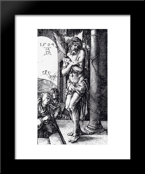 Man Of Sorrows By The Column (Engraved Passion) 20x24 Black Modern Wood Framed Art Print Poster by Durer, Albrecht