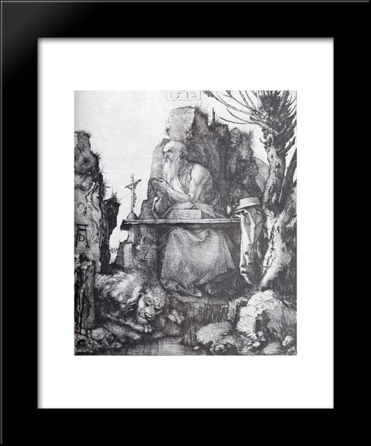 St. Jerome By The Pollard Willow 20x24 Black Modern Wood Framed Art Print Poster by Durer, Albrecht