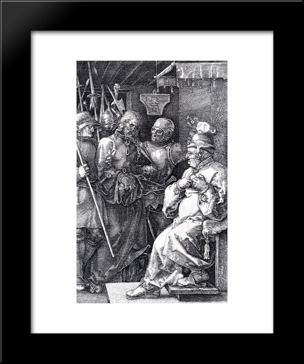 Christ Before Caiaphas (Engraved Passion) 20x24 Black Modern Wood Framed Art Print Poster by Durer, Albrecht