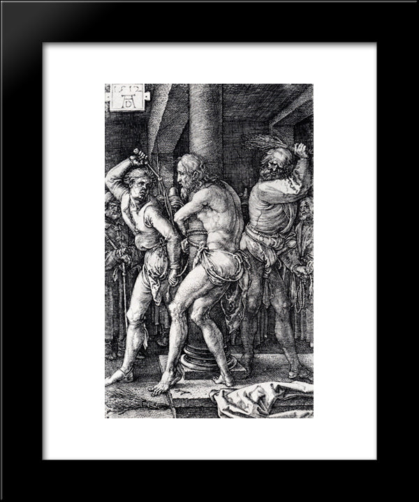 Flagellation (Engraved Passion) 20x24 Black Modern Wood Framed Art Print Poster by Durer, Albrecht