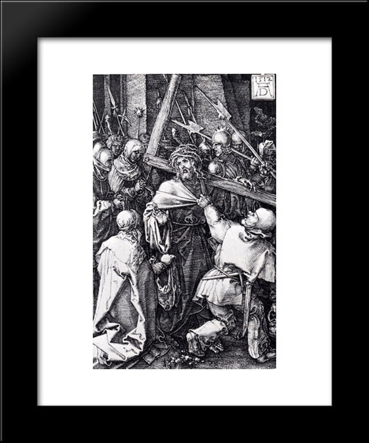 Bearing Of The Cross (Engraved Passion) 20x24 Black Modern Wood Framed Art Print Poster by Durer, Albrecht