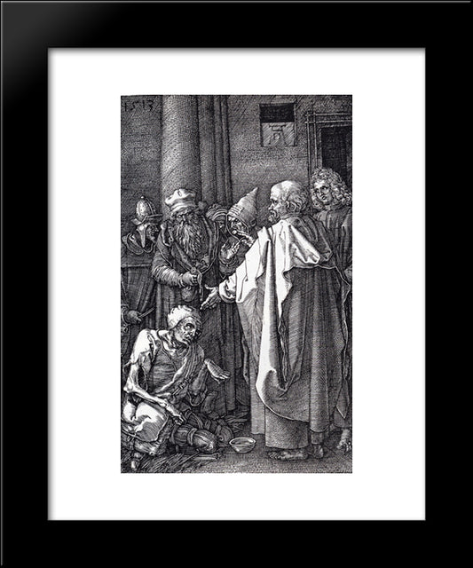 St. Peter And St. John Healing The Cripple 20x24 Black Modern Wood Framed Art Print Poster by Durer, Albrecht