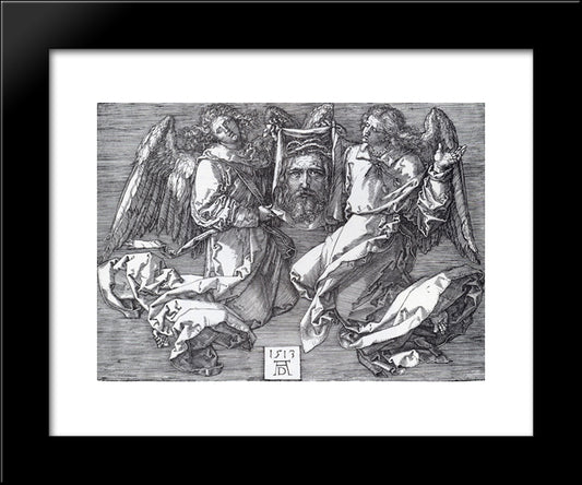 Sudarium Displayed By Two Angels 20x24 Black Modern Wood Framed Art Print Poster by Durer, Albrecht