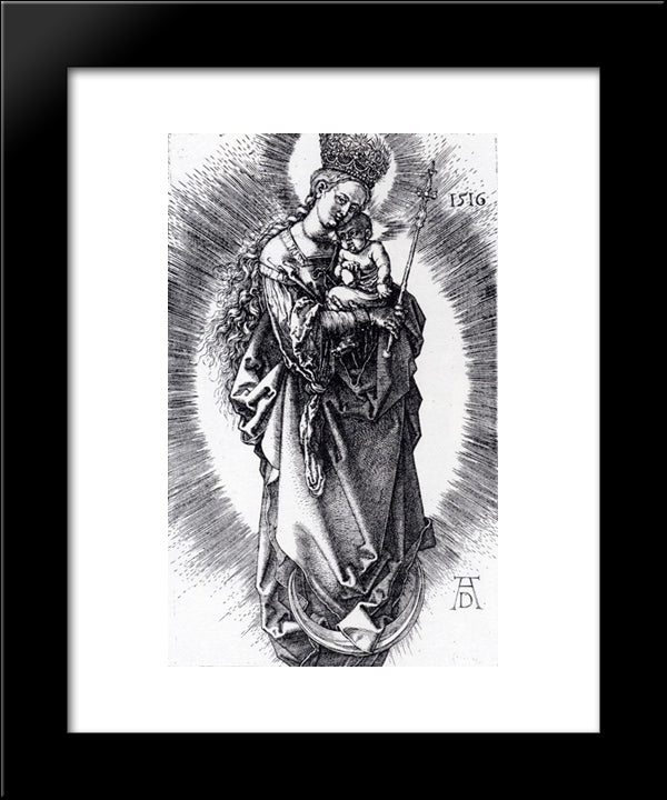 The Virgin On A Crescent With A Crown Of Stars And A Scepter 20x24 Black Modern Wood Framed Art Print Poster by Durer, Albrecht