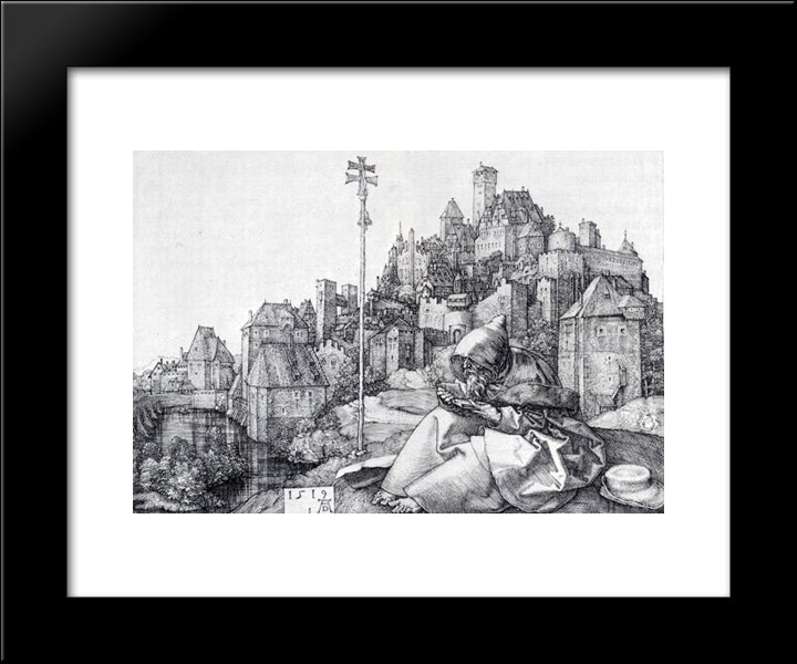 St. Anthony 20x24 Black Modern Wood Framed Art Print Poster by Durer, Albrecht