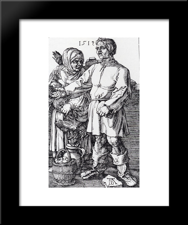 The Peasant And His Wife At Market 20x24 Black Modern Wood Framed Art Print Poster by Durer, Albrecht