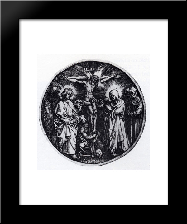 Crucifixion (Round) 20x24 Black Modern Wood Framed Art Print Poster by Durer, Albrecht