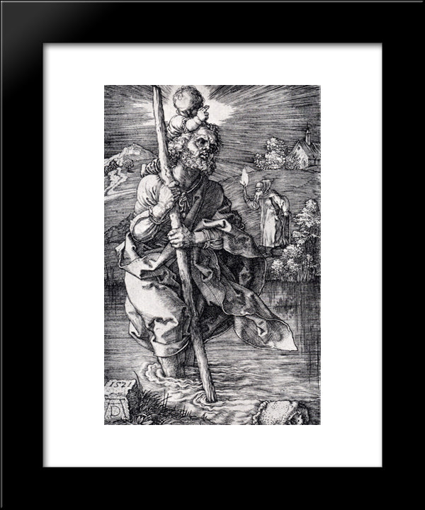 St. Christopher Facing To The Right 20x24 Black Modern Wood Framed Art Print Poster by Durer, Albrecht