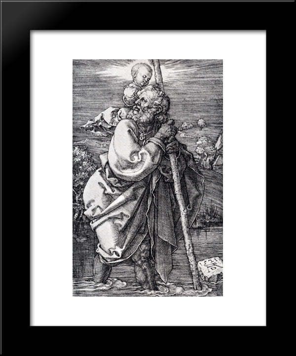 St. Christopher Facing To The Left 20x24 Black Modern Wood Framed Art Print Poster by Durer, Albrecht