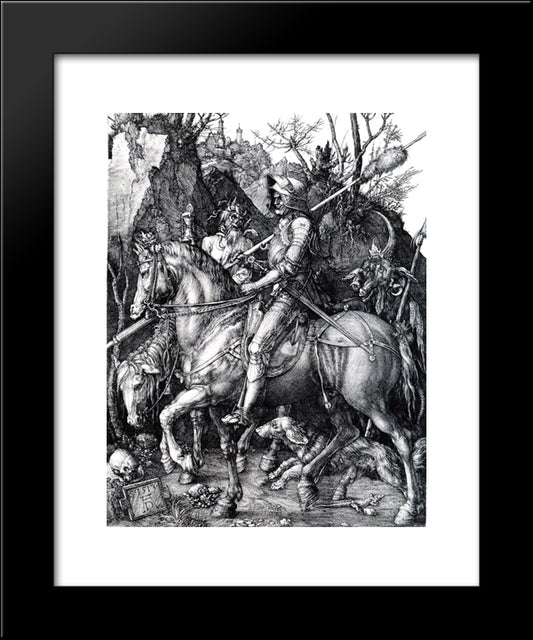 The Knight, Death And The Devil 20x24 Black Modern Wood Framed Art Print Poster by Durer, Albrecht