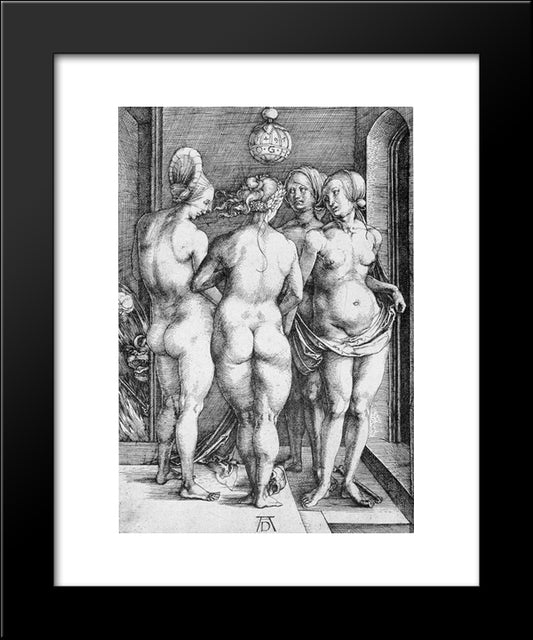 The Four Witches 20x24 Black Modern Wood Framed Art Print Poster by Durer, Albrecht
