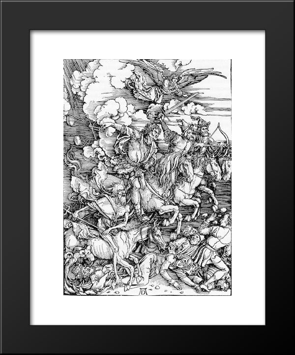 The Four Horsemen Of The Apocalypse 20x24 Black Modern Wood Framed Art Print Poster by Durer, Albrecht