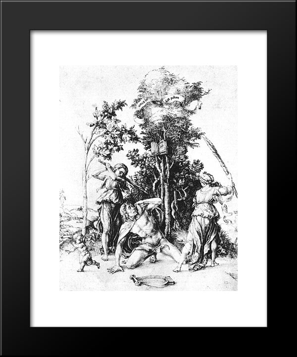 The Death Of Orpheus 20x24 Black Modern Wood Framed Art Print Poster by Durer, Albrecht