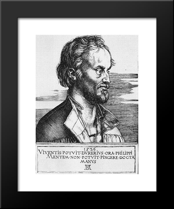 Portrait Of Philip Melanchthon 20x24 Black Modern Wood Framed Art Print Poster by Durer, Albrecht