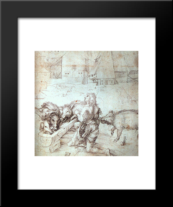 The Prodigal Son 20x24 Black Modern Wood Framed Art Print Poster by Durer, Albrecht