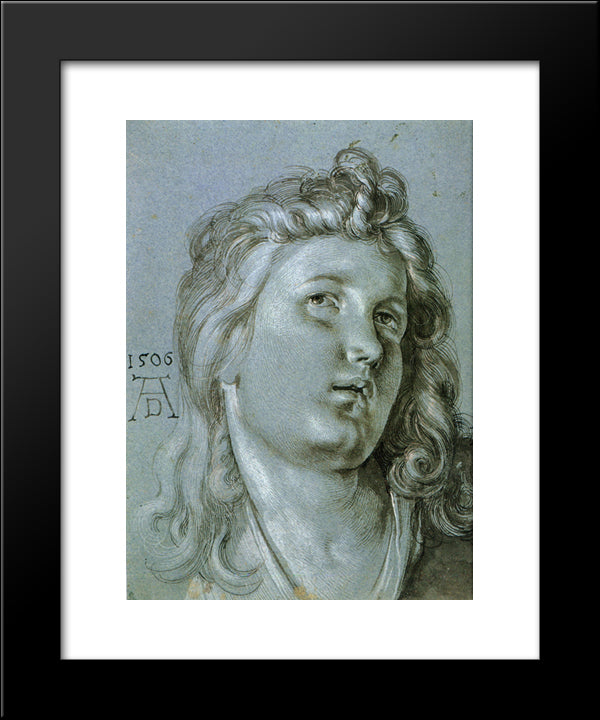 Head Of An Angel 20x24 Black Modern Wood Framed Art Print Poster by Durer, Albrecht