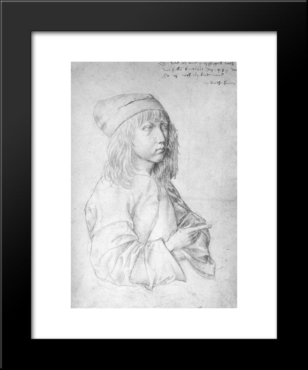 Self Portrait At 13 20x24 Black Modern Wood Framed Art Print Poster by Durer, Albrecht