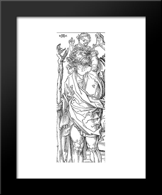 St. Christopher Carrying The Christ Child 20x24 Black Modern Wood Framed Art Print Poster by Durer, Albrecht