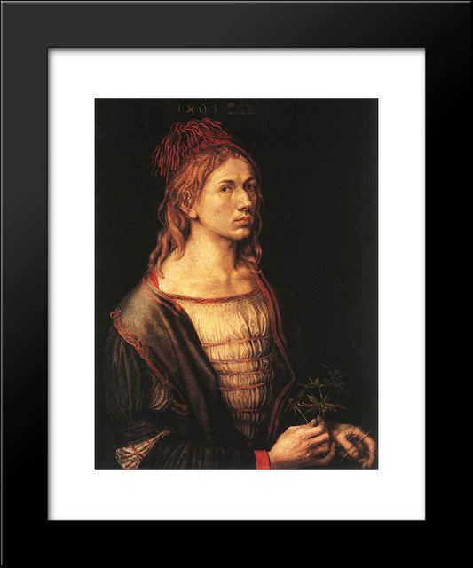 Self-Portrait At 22 20x24 Black Modern Wood Framed Art Print Poster by Durer, Albrecht