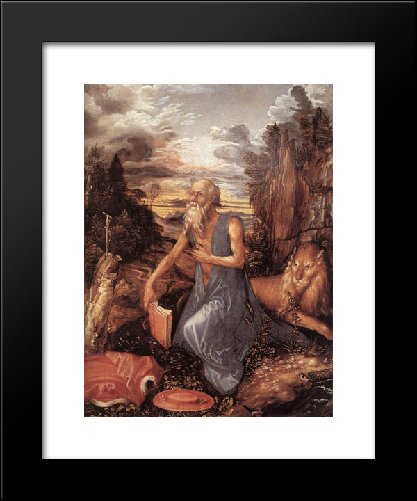 St Jerome In The Wilderness 20x24 Black Modern Wood Framed Art Print Poster by Durer, Albrecht