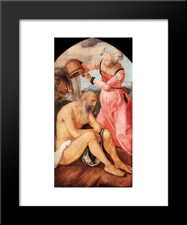 Job And His Wife 20x24 Black Modern Wood Framed Art Print Poster by Durer, Albrecht