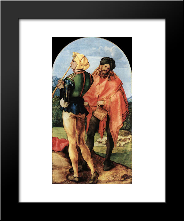 Two Musicians 20x24 Black Modern Wood Framed Art Print Poster by Durer, Albrecht