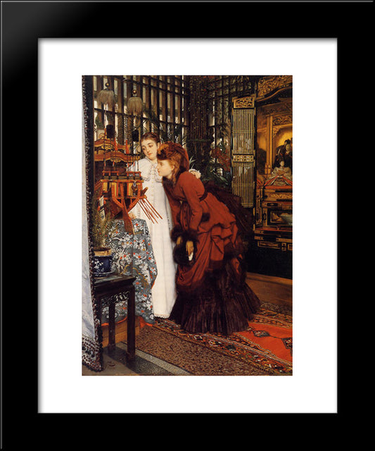 Young Women Looking At Japanese Objects 20x24 Black Modern Wood Framed Art Print Poster by Tissot, James