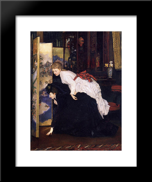 Young Women Looking At Japanese Objects 20x24 Black Modern Wood Framed Art Print Poster by Tissot, James