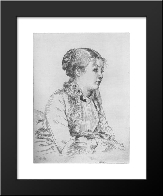 Portrait De Femme 20x24 Black Modern Wood Framed Art Print Poster by Tissot, James