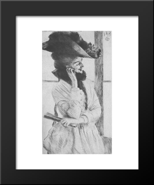By The Window 20x24 Black Modern Wood Framed Art Print Poster by Tissot, James