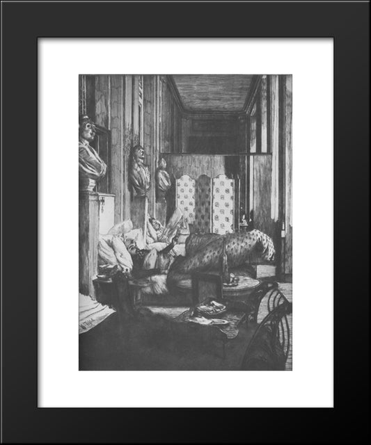 The Green Room Of The Theatre Fran'Ais (Souvenir Of The Siege Of Paris) 20x24 Black Modern Wood Framed Art Print Poster by Tissot, James