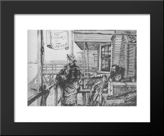 L'Auberge Des Trois-Corbeaux 20x24 Black Modern Wood Framed Art Print Poster by Tissot, James