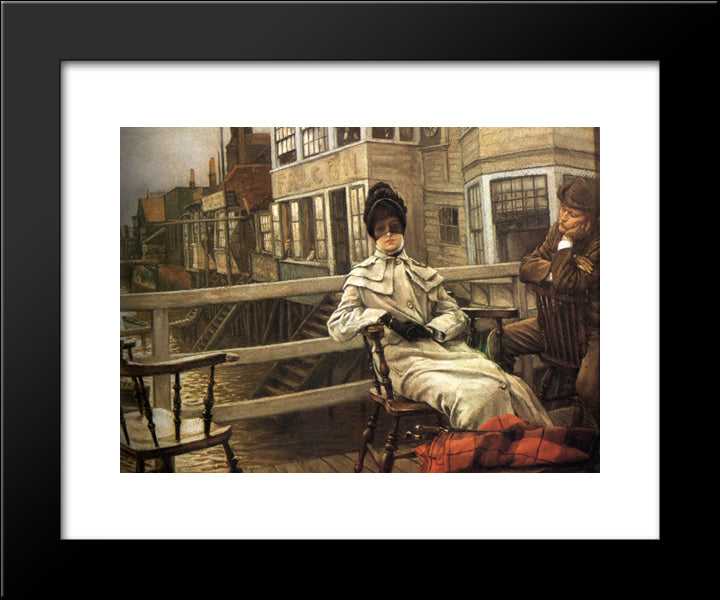 Waiting For The Ferry 20x24 Black Modern Wood Framed Art Print Poster by Tissot, James