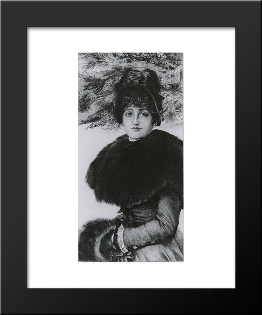 A Winter'S Walk 20x24 Black Modern Wood Framed Art Print Poster by Tissot, James