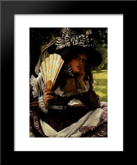 Jeune Femme A L'Eventail 20x24 Black Modern Wood Framed Art Print Poster by Tissot, James