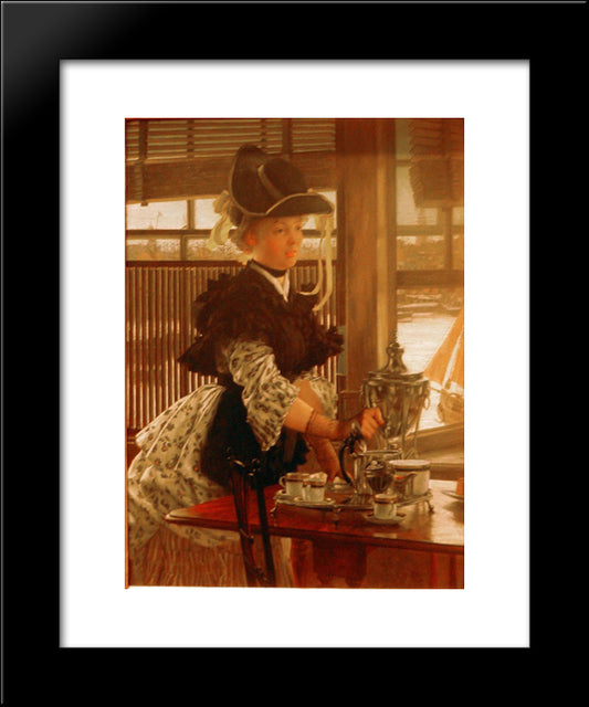 Afternoon Coffee 20x24 Black Modern Wood Framed Art Print Poster by Tissot, James