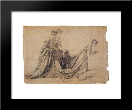 The Empress Josephine Kneeling With Mme De La Rochefoucauld And Mme De La Valette 20x24 Black Modern Wood Framed Art Print Poster by Tissot, James
