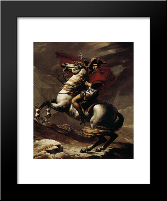 Bonaparte, Calm On A Fiery Steed, Crossing The Alps 20x24 Black Modern Wood Framed Art Print Poster by David, Jacques Louis