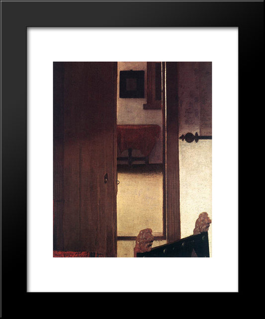 A Woman Asleep At Table [Detail: 4] 20x24 Black Modern Wood Framed Art Print Poster by Vermeer, Johannes