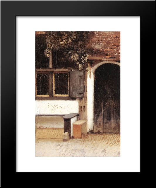 The Little Street [Detail: 1] 20x24 Black Modern Wood Framed Art Print Poster by Vermeer, Johannes