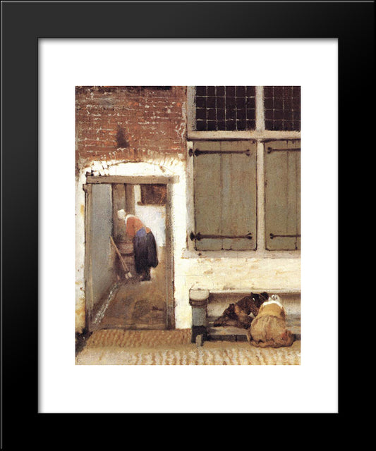 The Little Street [Detail: 2] 20x24 Black Modern Wood Framed Art Print Poster by Vermeer, Johannes