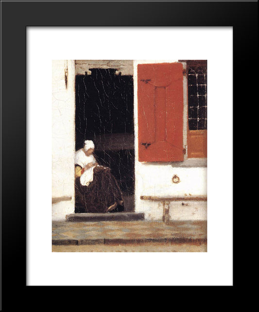 The Little Street [Detail: 4] 20x24 Black Modern Wood Framed Art Print Poster by Vermeer, Johannes