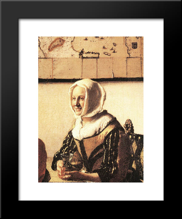 Officer With A Laughing Girl [Detail: 1] 20x24 Black Modern Wood Framed Art Print Poster by Vermeer, Johannes