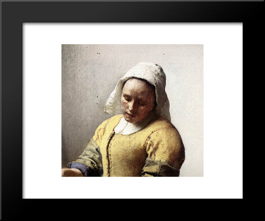 The Milkmaid [Detail: 1] 20x24 Black Modern Wood Framed Art Print Poster by Vermeer, Johannes