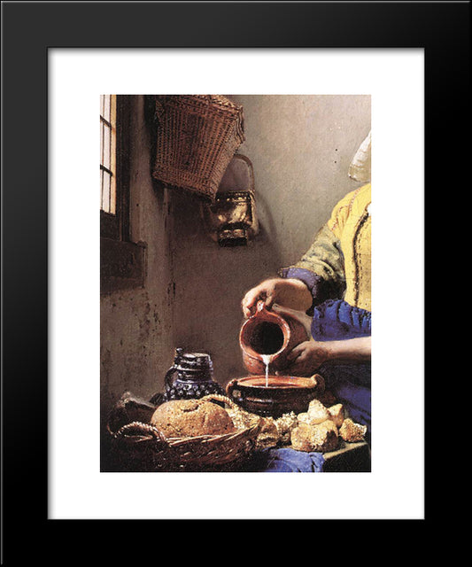 The Milkmaid [Detail: 2] 20x24 Black Modern Wood Framed Art Print Poster by Vermeer, Johannes