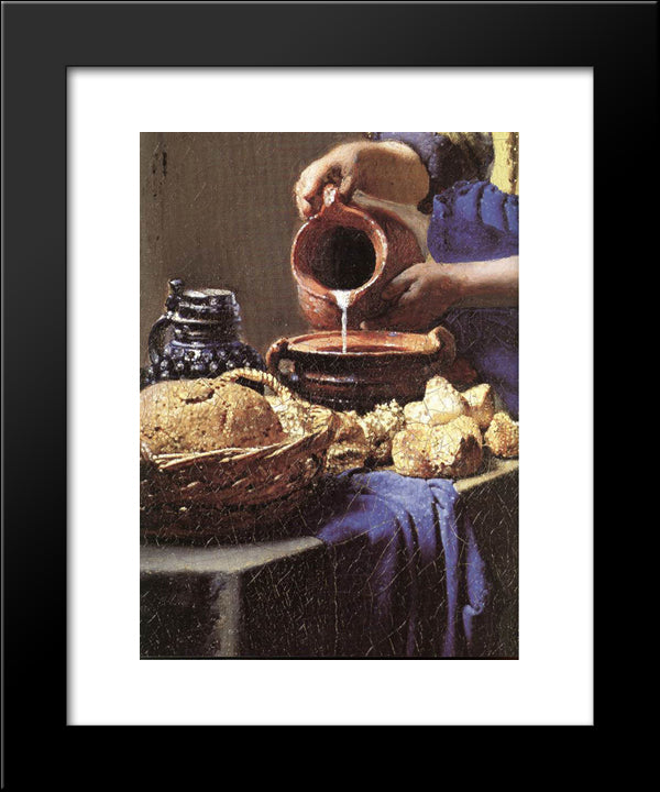 The Milkmaid [Detail: 3] 20x24 Black Modern Wood Framed Art Print Poster by Vermeer, Johannes