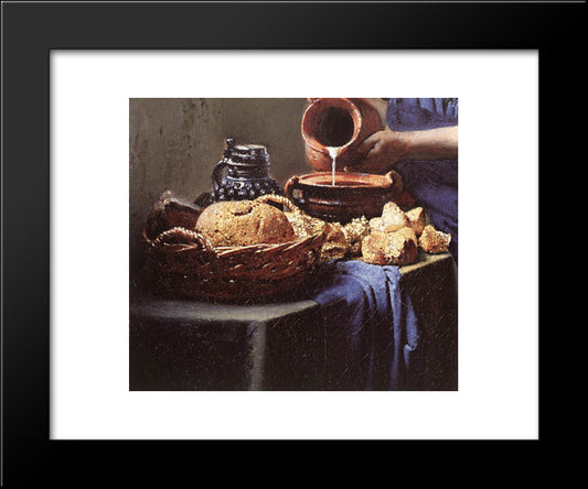 The Milkmaid [Detail: 4] 20x24 Black Modern Wood Framed Art Print Poster by Vermeer, Johannes