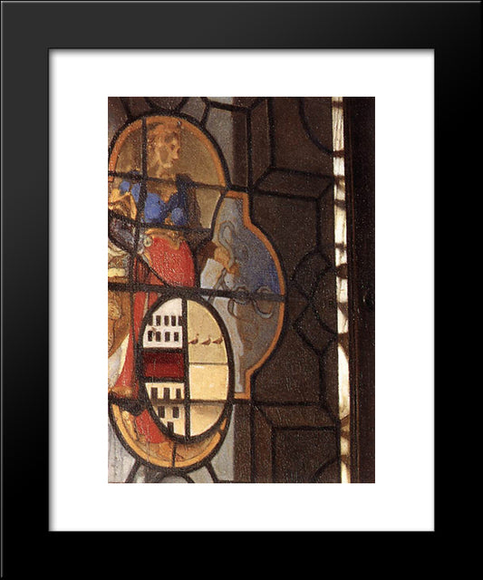 A Lady And Two Gentlemen [Detail: 2] 20x24 Black Modern Wood Framed Art Print Poster by Vermeer, Johannes